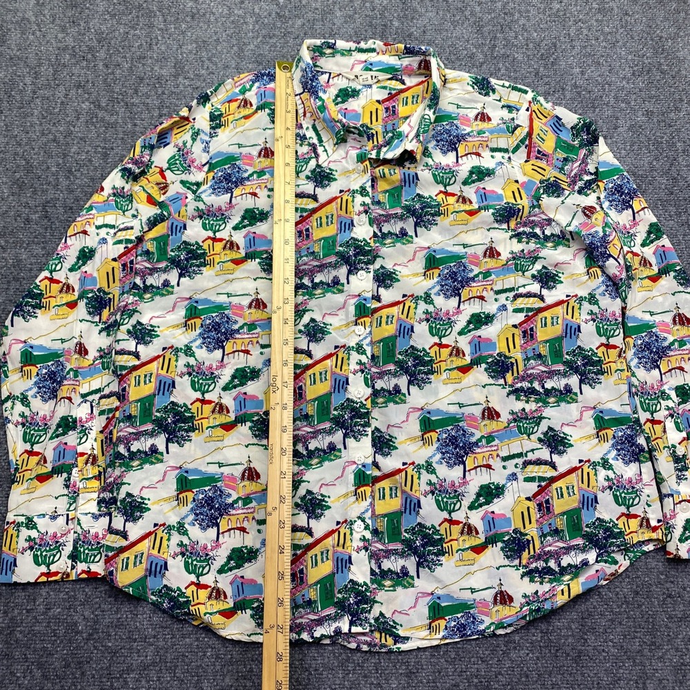 Boden Sienna Womens Silk Scenic Village Print Button Shirt Multi Color 16-18R - Picture 2 of 8